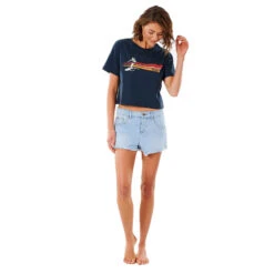 T-SHIRT RIP CURL GOLDEN STATE CROP BLEU MARINE FEMME -Kayak Soldes Boutique t shirt rip curl golden state crop bleu marine femme 4