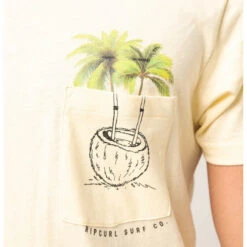 Rip Curl T-SHIRT RIPCURL IN DA POCKET TEE JAUNE CLAIR -Kayak Soldes Boutique t shirt ripcurl in da pocket tee jaune clair 3